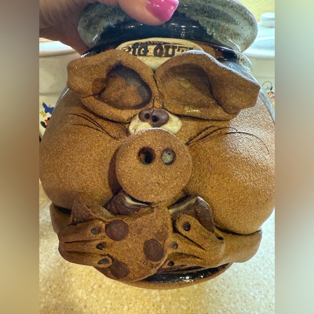 Vintage Mahon made Studio USA Stoneware 3D Brown Pig Cookie Jar
